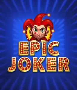 Experience the colorful world of the Epic Joker game by Relax Gaming, highlighting a cheerful joker with a bright red hairstyle against a sparkling blue background. This graphic captures the joy and humor of classic slots, perfect for those who love traditional gameplay, delivering a captivating play experience.