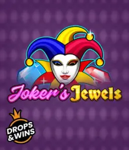 Enjoy the playful ambiance of the Joker's Jewels game by Pragmatic Play, featuring a charming joker's mask adorned with a brightly colored jester hat. This image conveys the joyful spirit of casino gaming, set against a purple background. Perfect for fans of joker-themed slots, promising a entertaining adventure. 